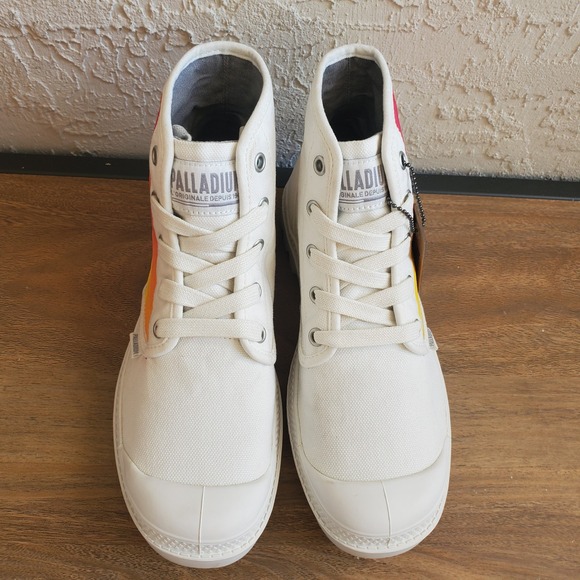 Palladium Pampa Hi Boots Womens 7 White Custom Sunset Ombre Canvas Combat Unique - Picture 7 of 12